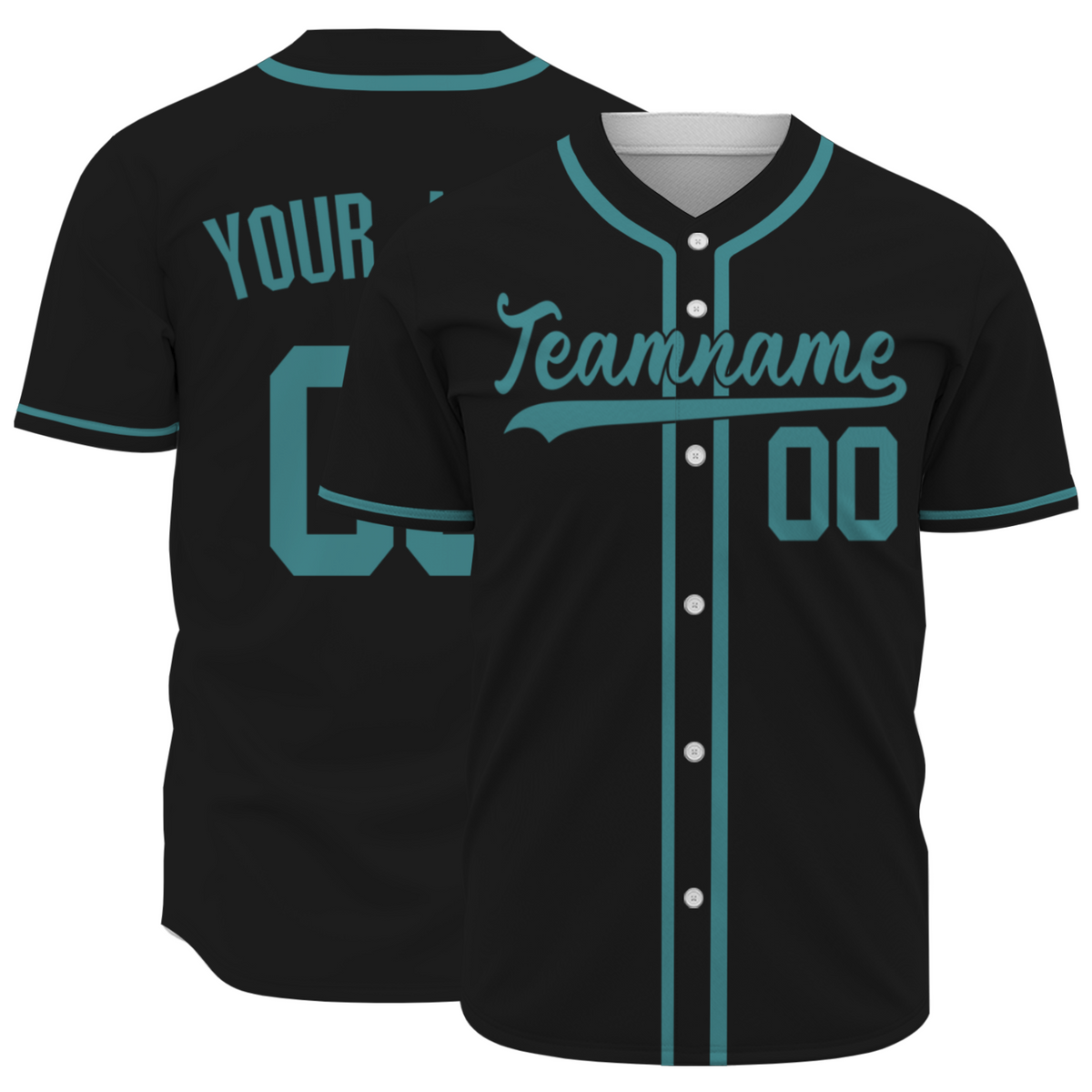 Custom Black Bluish green-Black Authentic Baseball Jersey