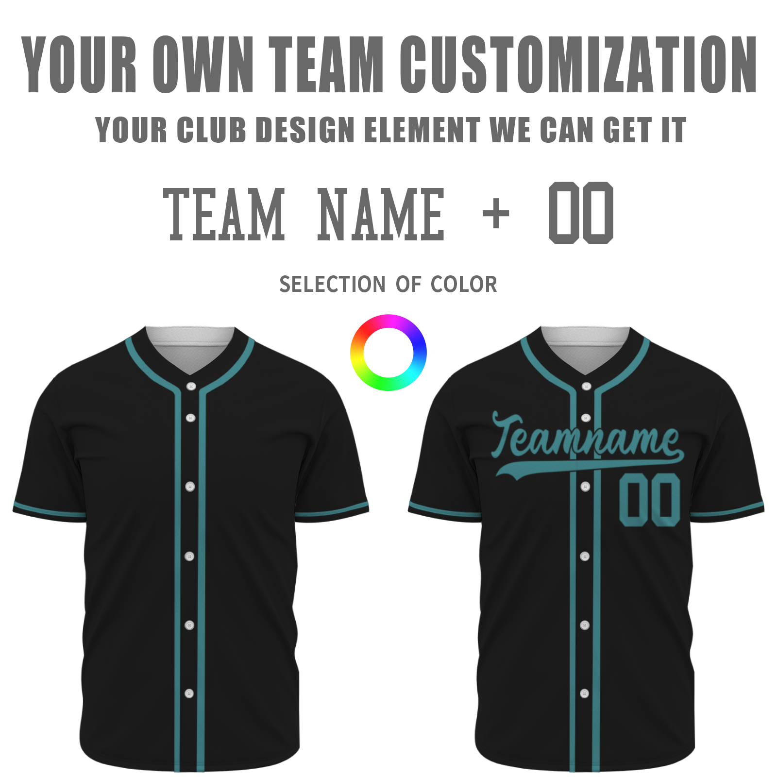 Custom Black Bluish green-Black Authentic Baseball Jersey