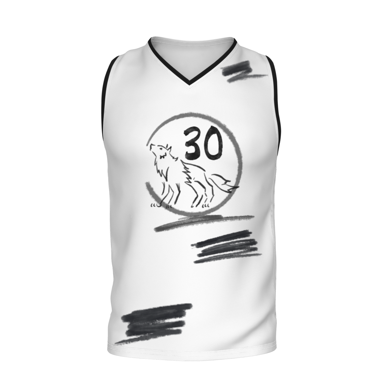 Custom White Chinese Painting Animal V-Neck Basketball Jersey