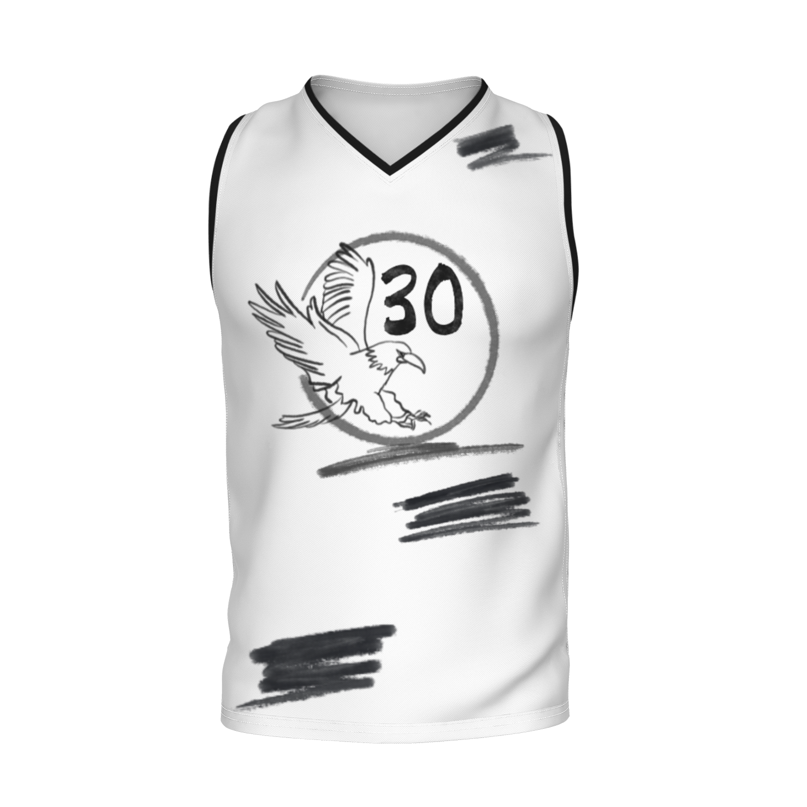 Custom White Chinese Painting Animal V-Neck Basketball Jersey