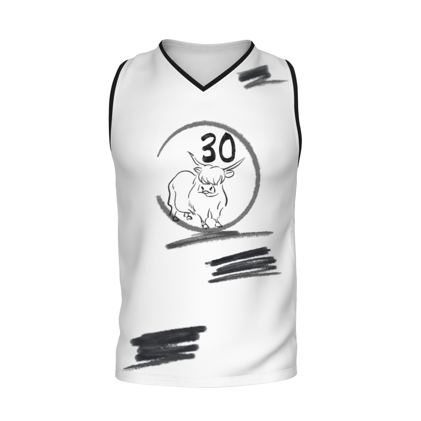 Custom White Chinese Painting Animal V-Neck Basketball Jersey