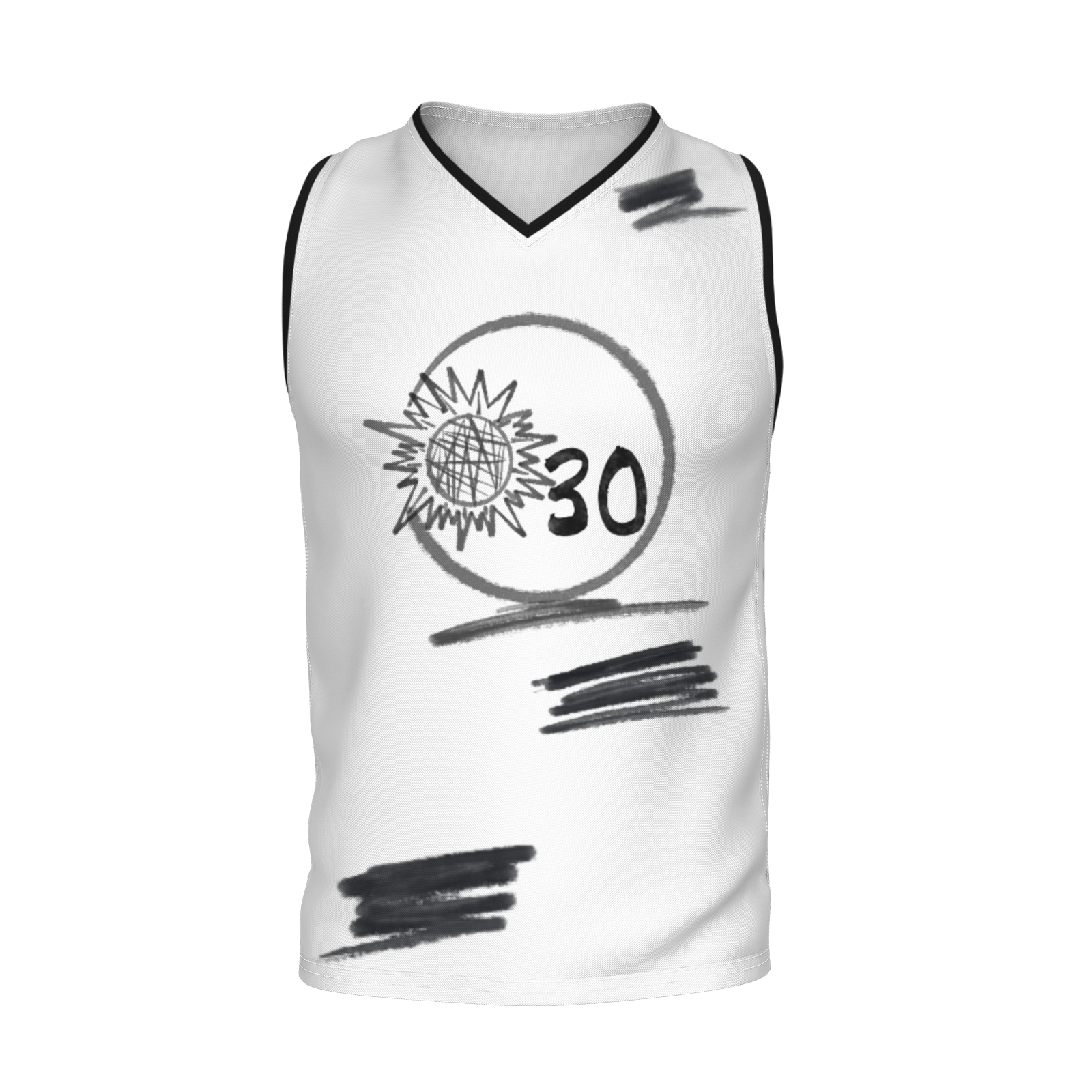 Custom White Chinese Painting Animal V-Neck Basketball Jersey