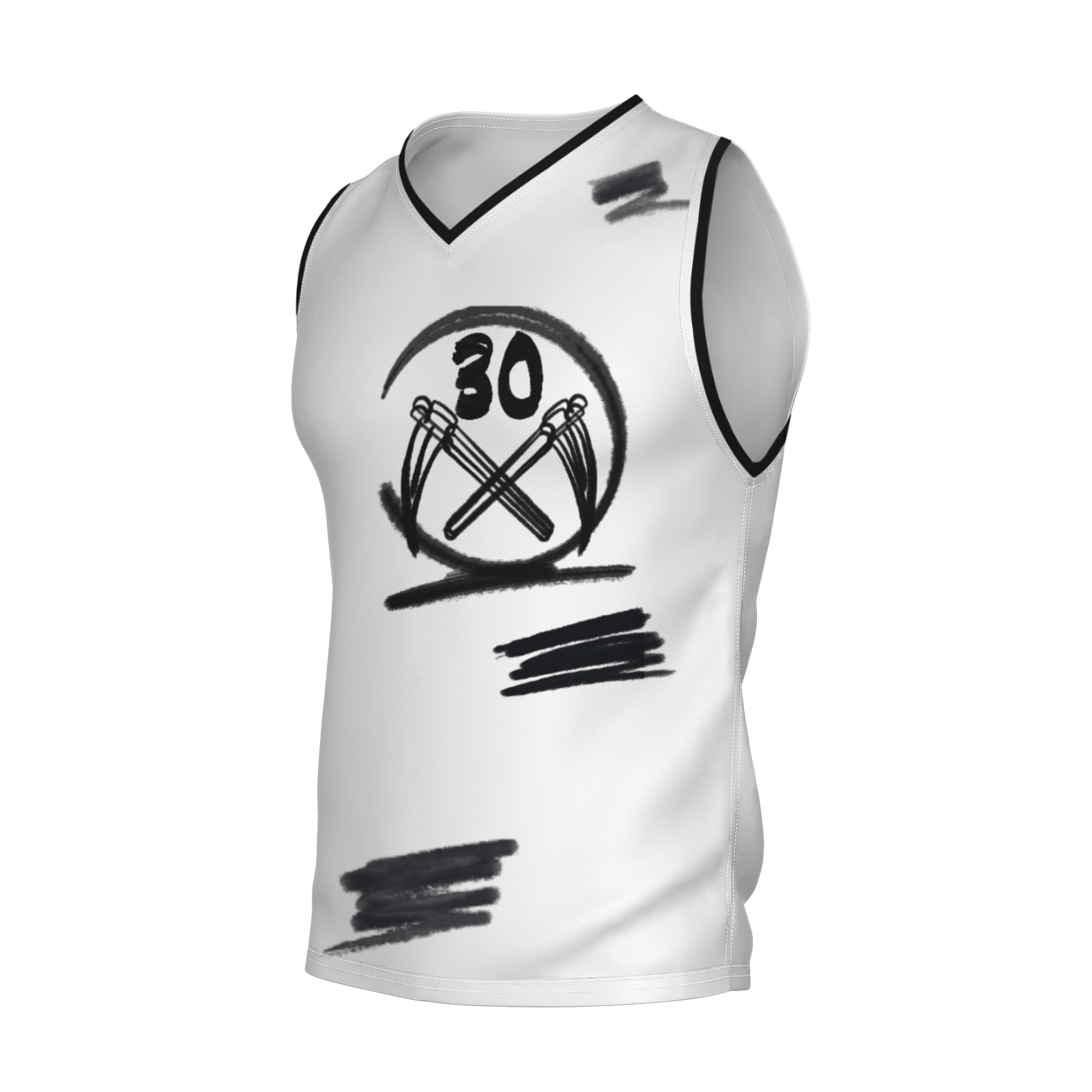 Custom White Chinese Painting Animal V-Neck Basketball Jersey