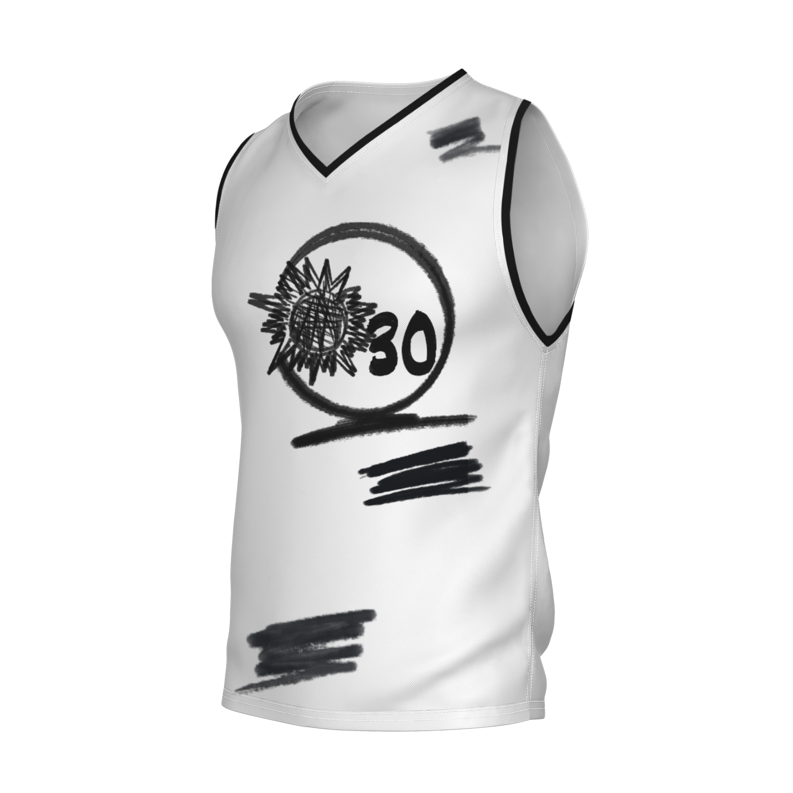 Custom White Chinese Painting Animal V-Neck Basketball Jersey