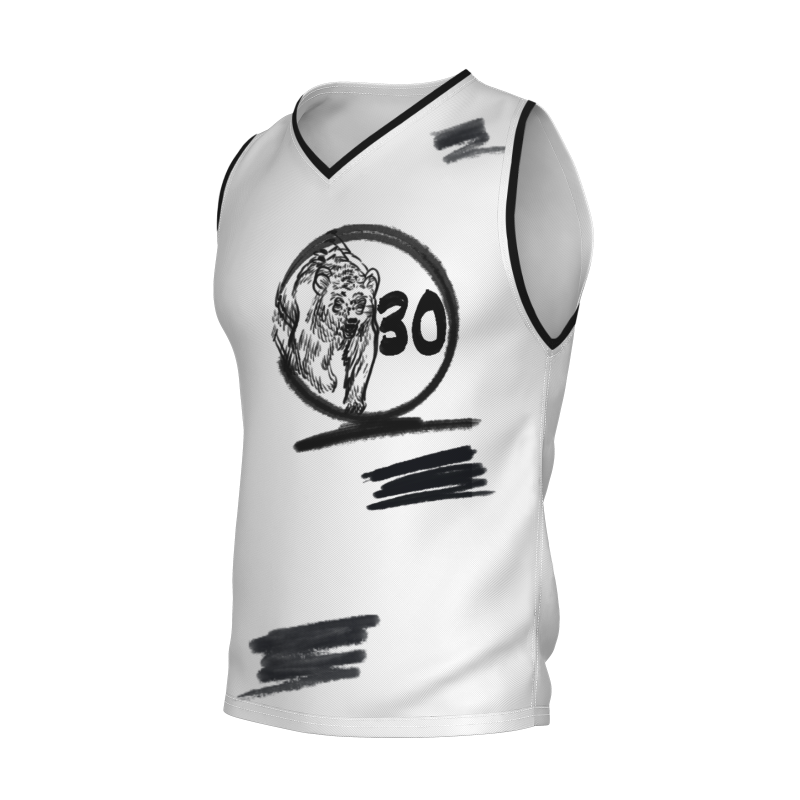 Custom White Chinese Painting Animal V-Neck Basketball Jersey