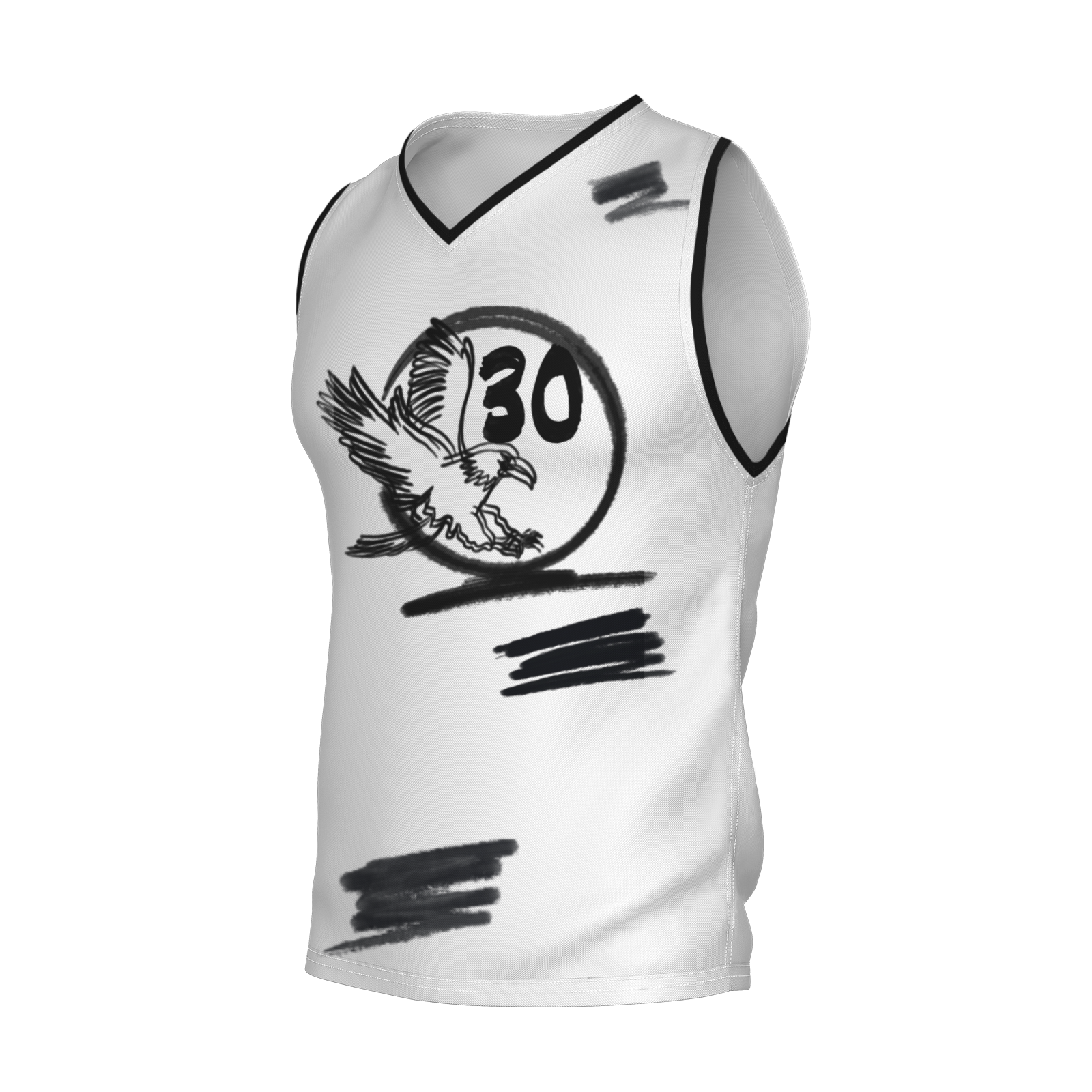 Custom White Chinese Painting Animal V-Neck Basketball Jersey