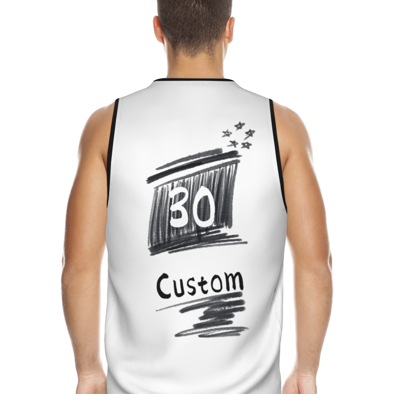 Custom White Chinese Painting Animal V-Neck Basketball Jersey