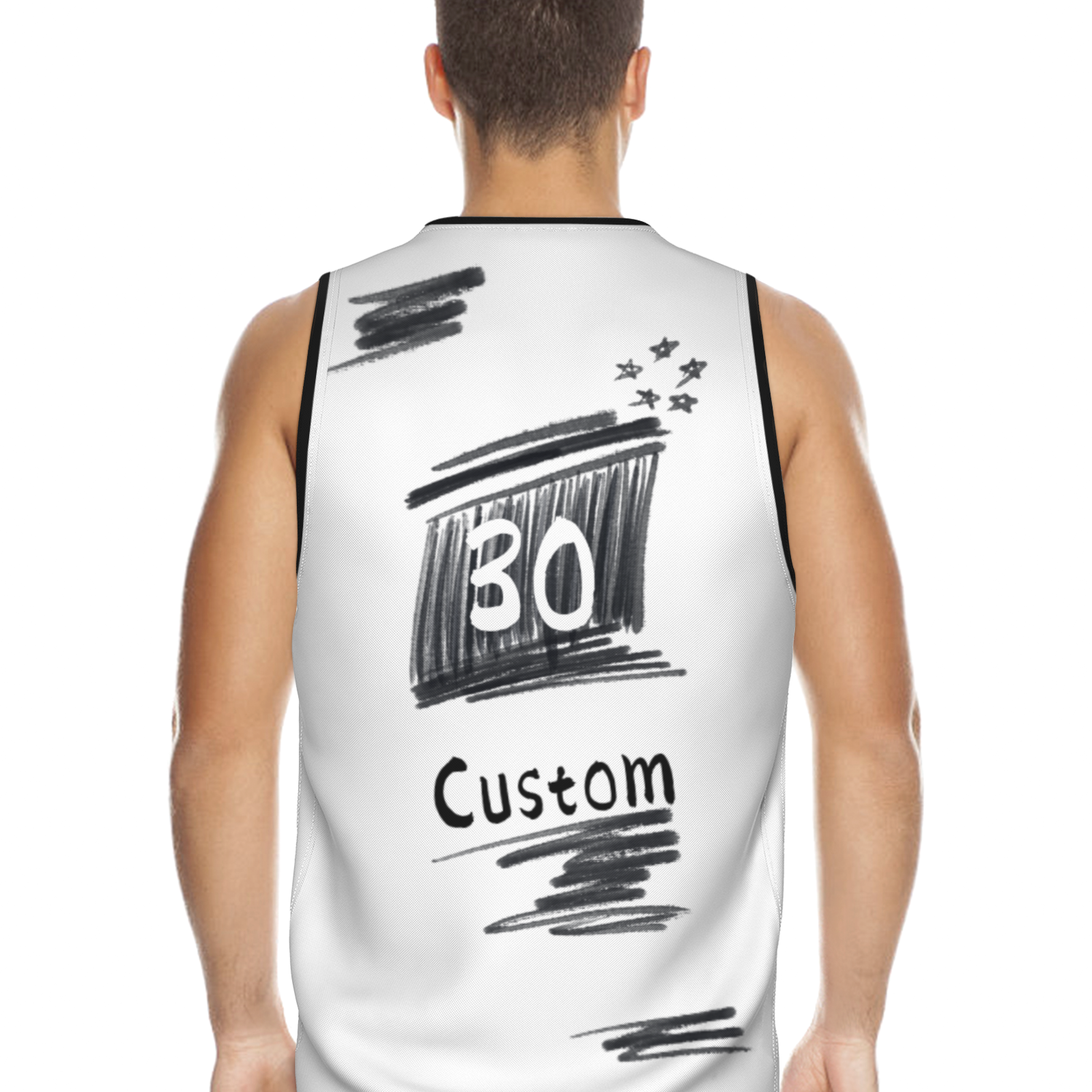 Custom White Chinese Painting Animal V-Neck Basketball Jersey