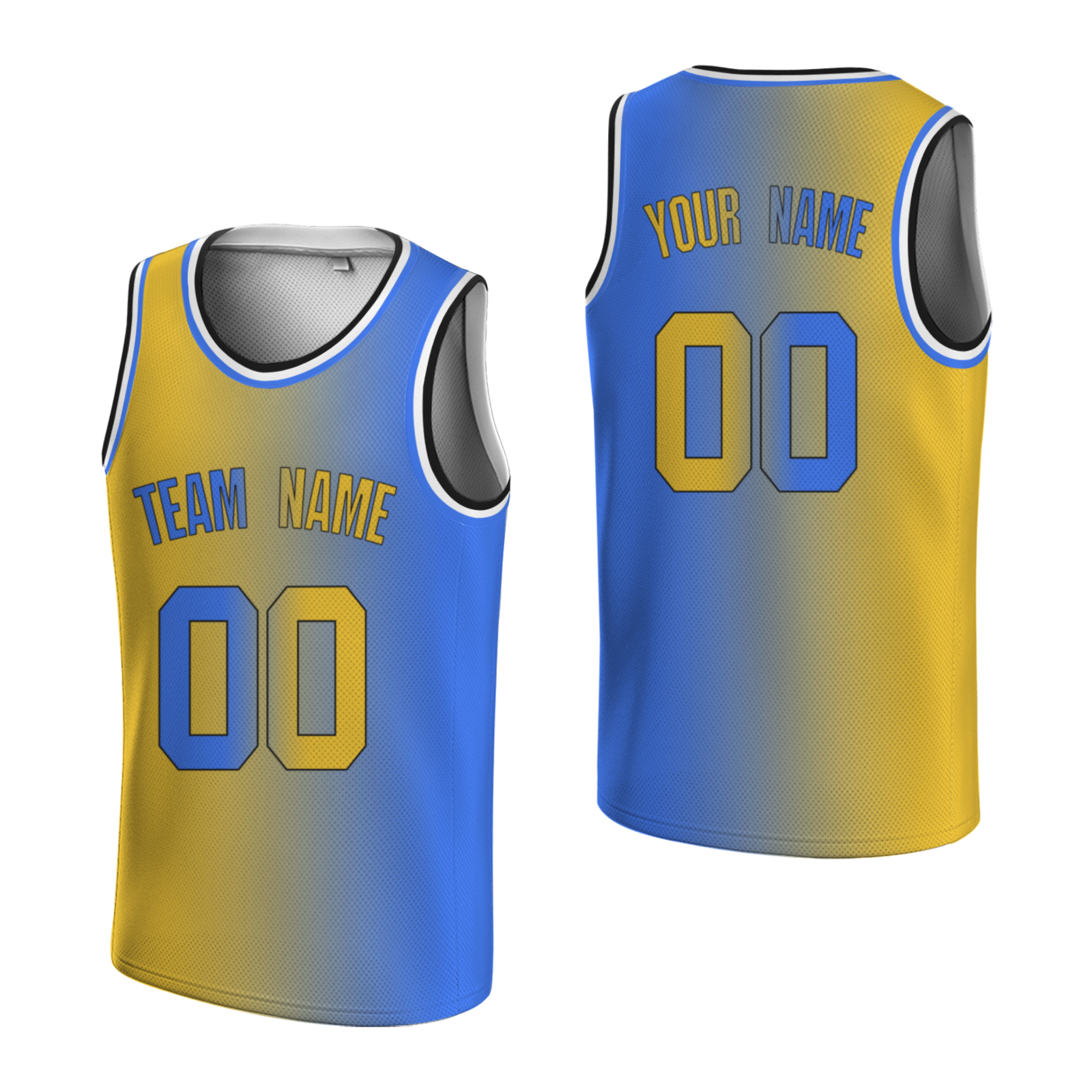 Custom Yellow-Blueviolet Black Authentic Split Fashion Round Neck Basketball Jersey