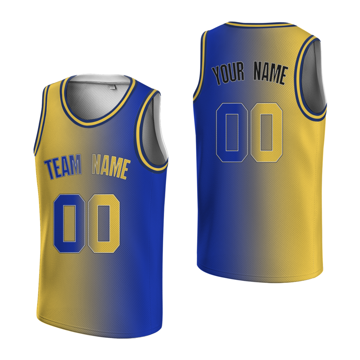 Custom Yellow-Blueviolet Black Authentic Split Fashion Round Neck Basketball Jersey