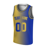 Custom Yellow-Blueviolet Black Authentic Split Fashion Round Neck Basketball Jersey