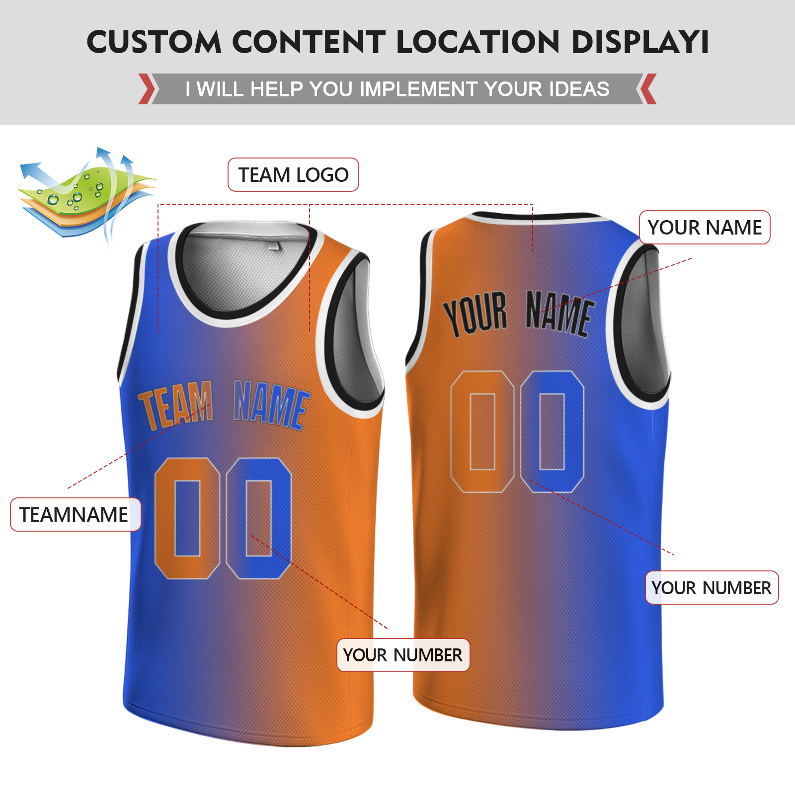 Custom Bluish Violet-Orange White Authentic Split Fashion Basketball Jersey