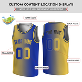 Custom Yellow-Blueviolet Black Authentic Split Fashion Round Neck Basketball Jersey