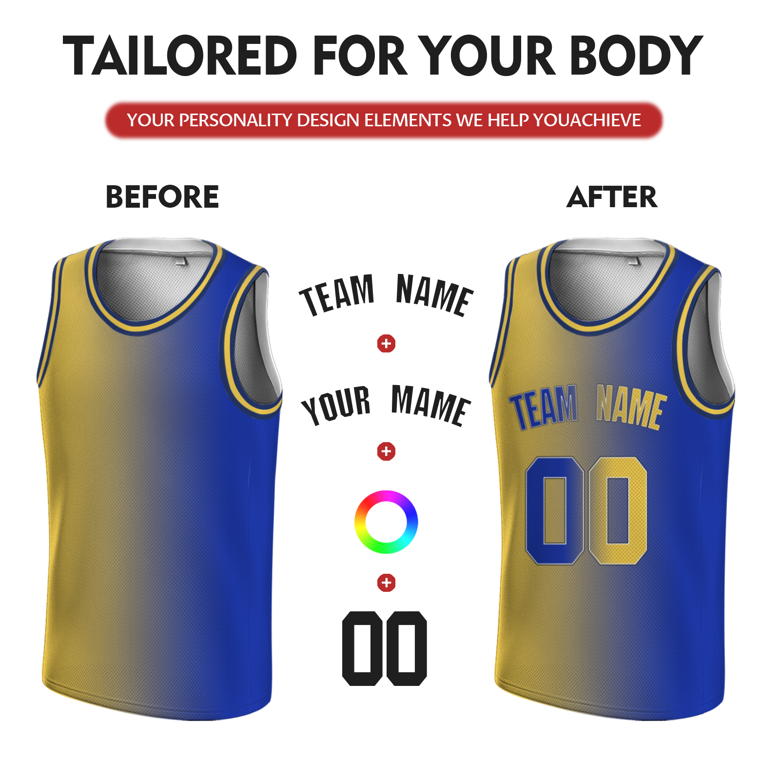 Custom Yellow-Blueviolet Black Authentic Split Fashion Round Neck Basketball Jersey