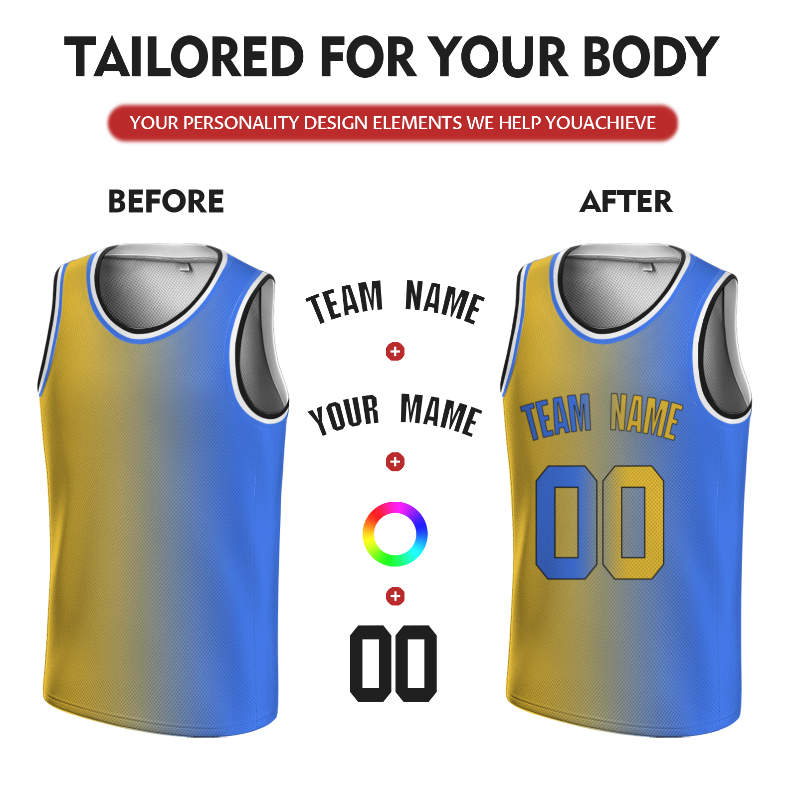 Custom Yellow-Blueviolet Black Authentic Split Fashion Round Neck Basketball Jersey