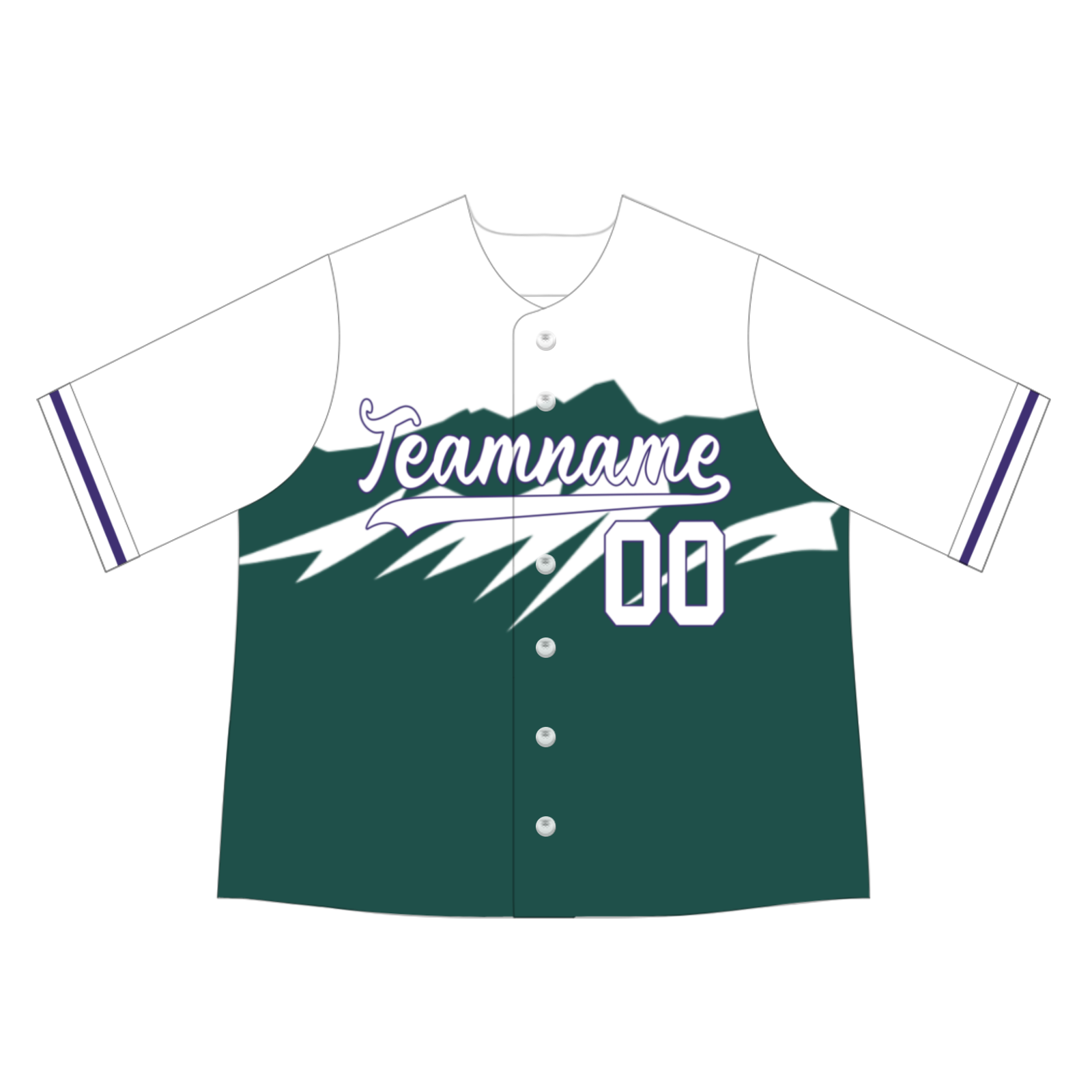 Custom Green White-Purple Snow Mountain Baseball Jersey