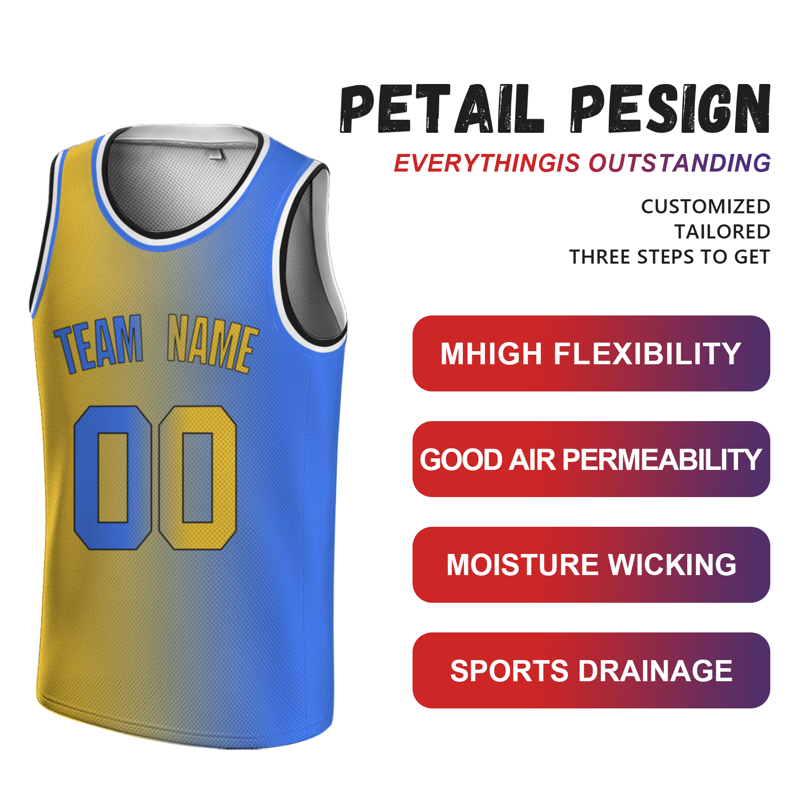 Custom Yellow-Blueviolet Black Authentic Split Fashion Round Neck Basketball Jersey