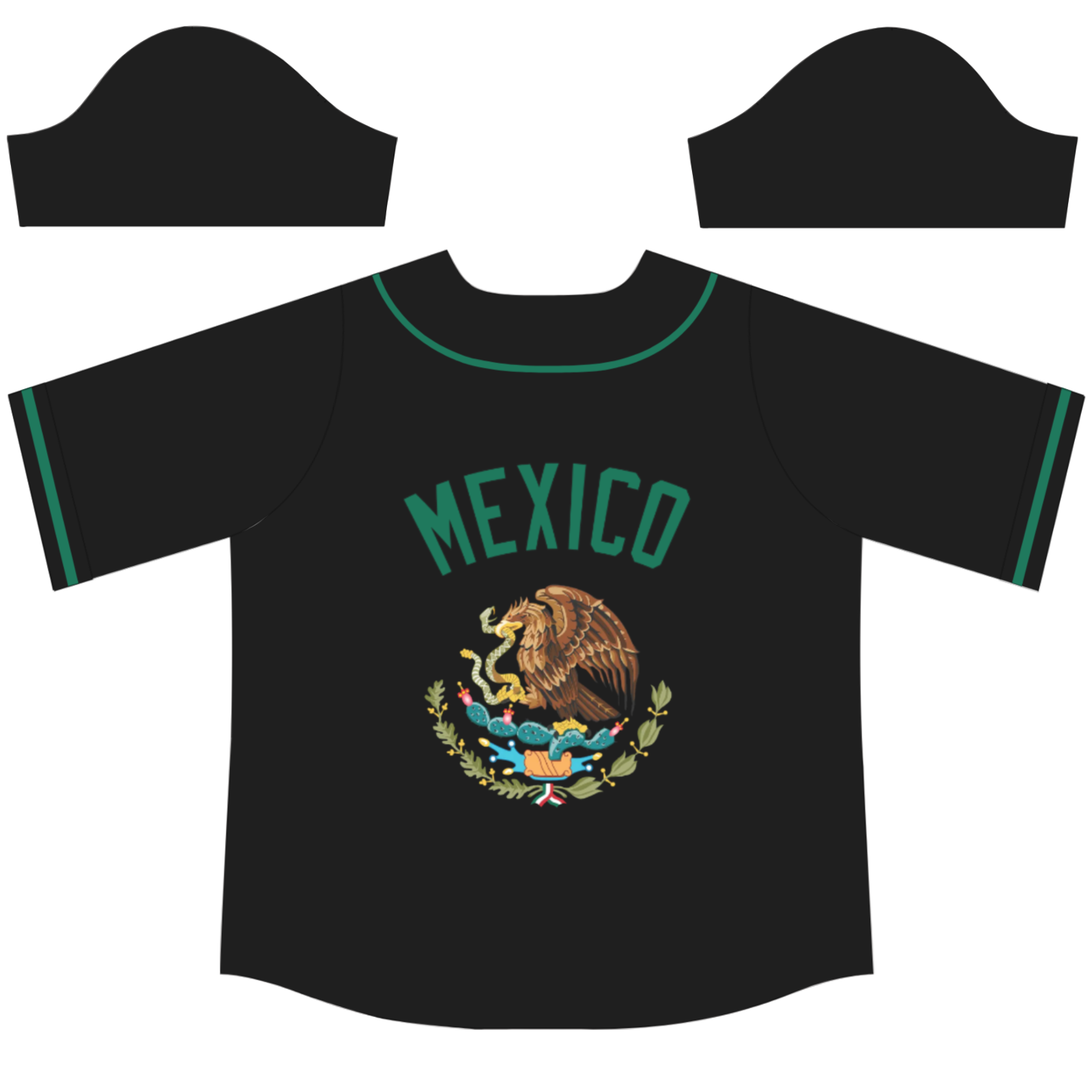 Custom Black Kelly Green-Black Authentic Mexican Flag Fashion Baseball Jersey