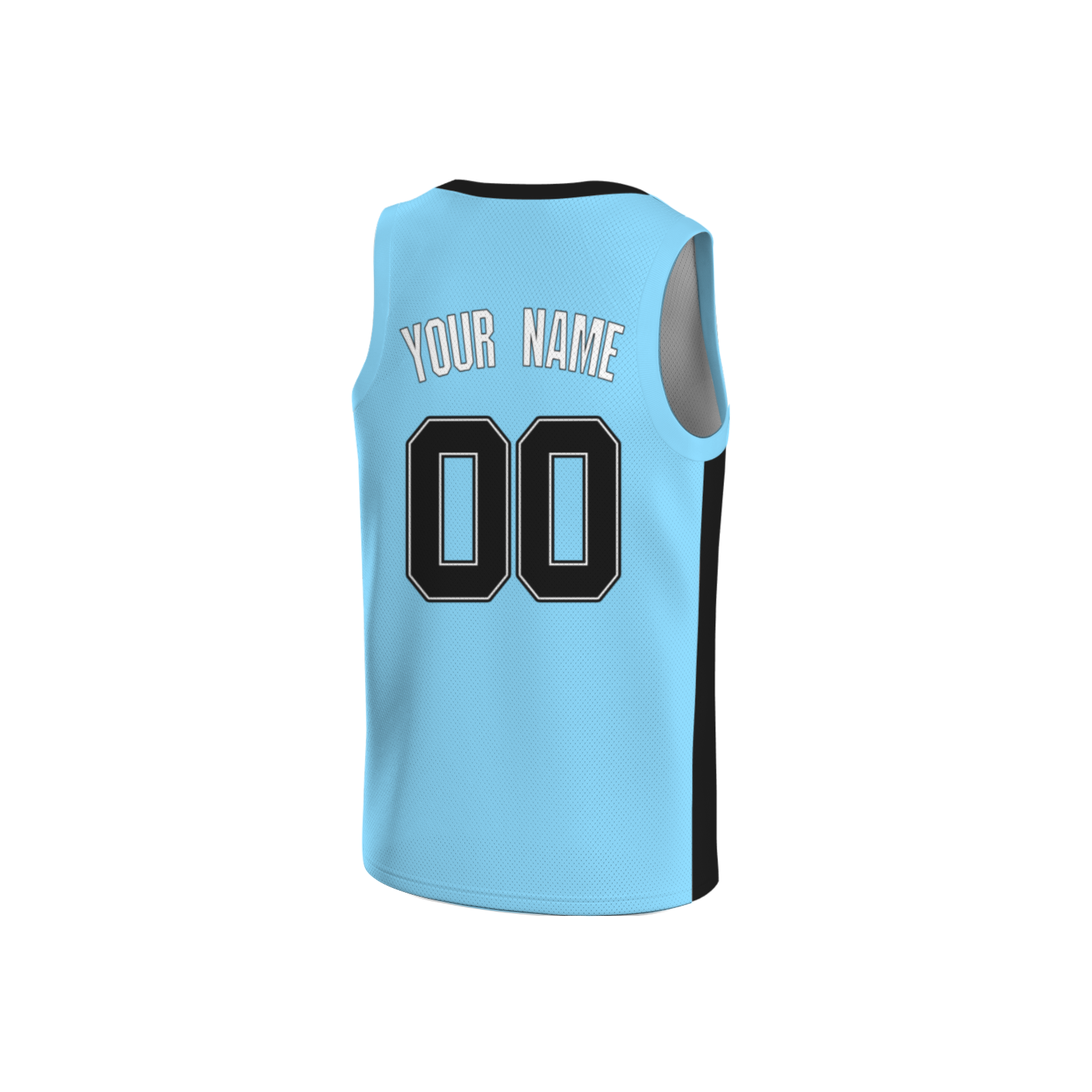 Custom Black Sky Blue-Black Two Tone V-Neck Basketball Jersey