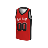 Custom Red Black-White Two Tone Authentic V-Neck Basketball Jersey