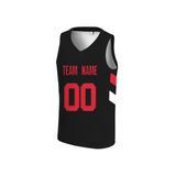 Custom Black Red-Black Authentic V-Neck Basketball Jersey