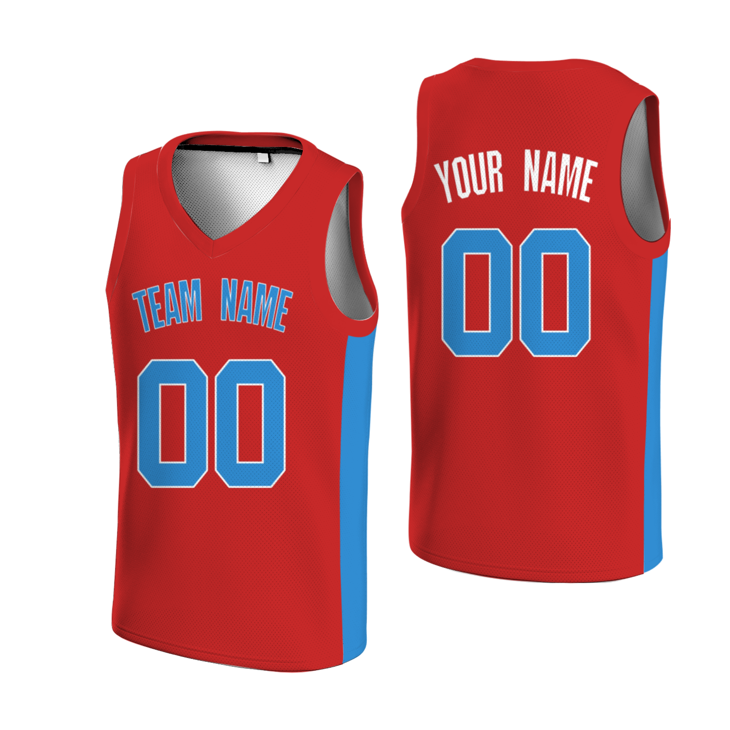 Custom Red Black-White Two Tone Authentic V-Neck Basketball Jersey