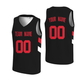 Custom Black Red-Black Authentic V-Neck Basketball Jersey