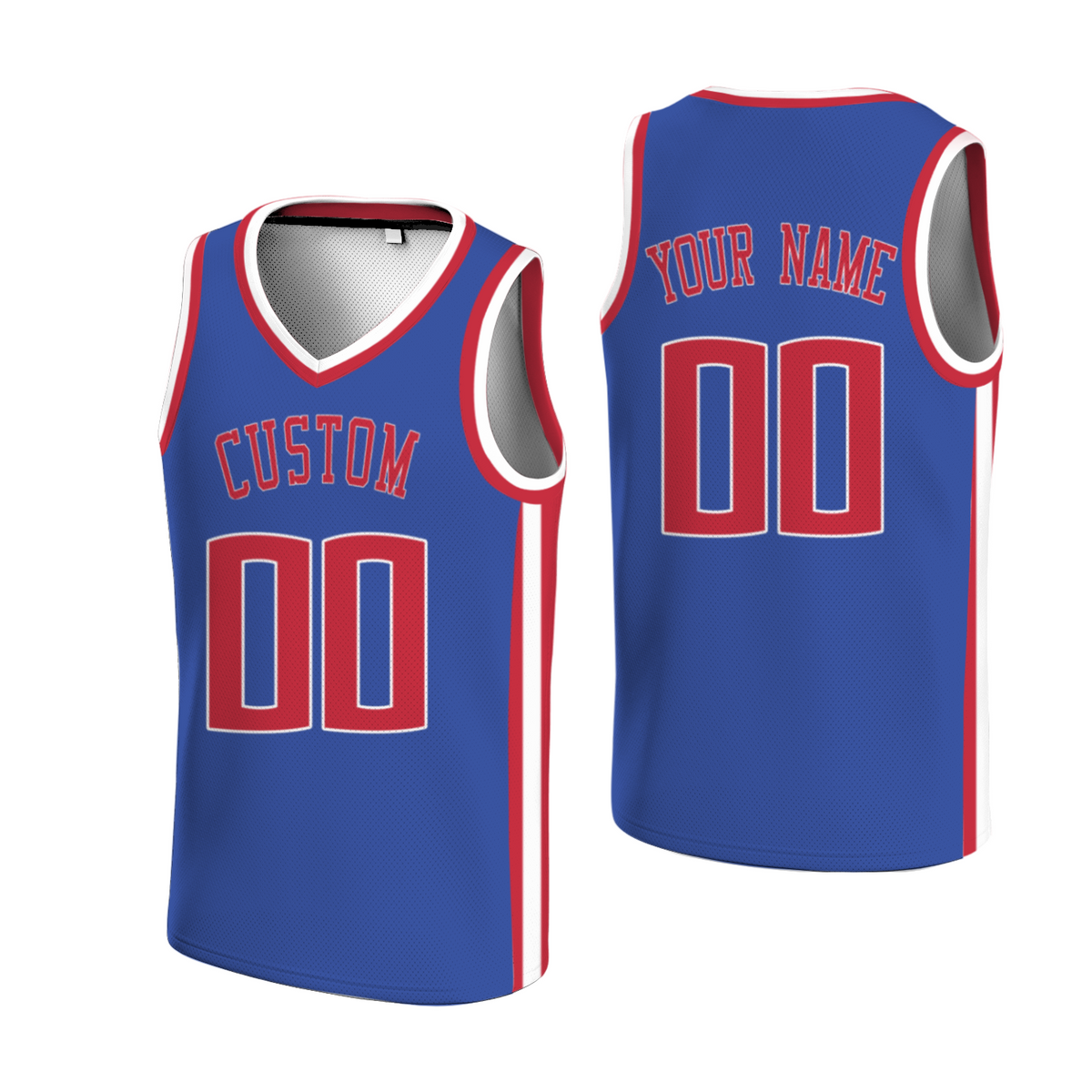 Custom Bluish Violet Red-White Authentic V-Neck Basketball Jersey