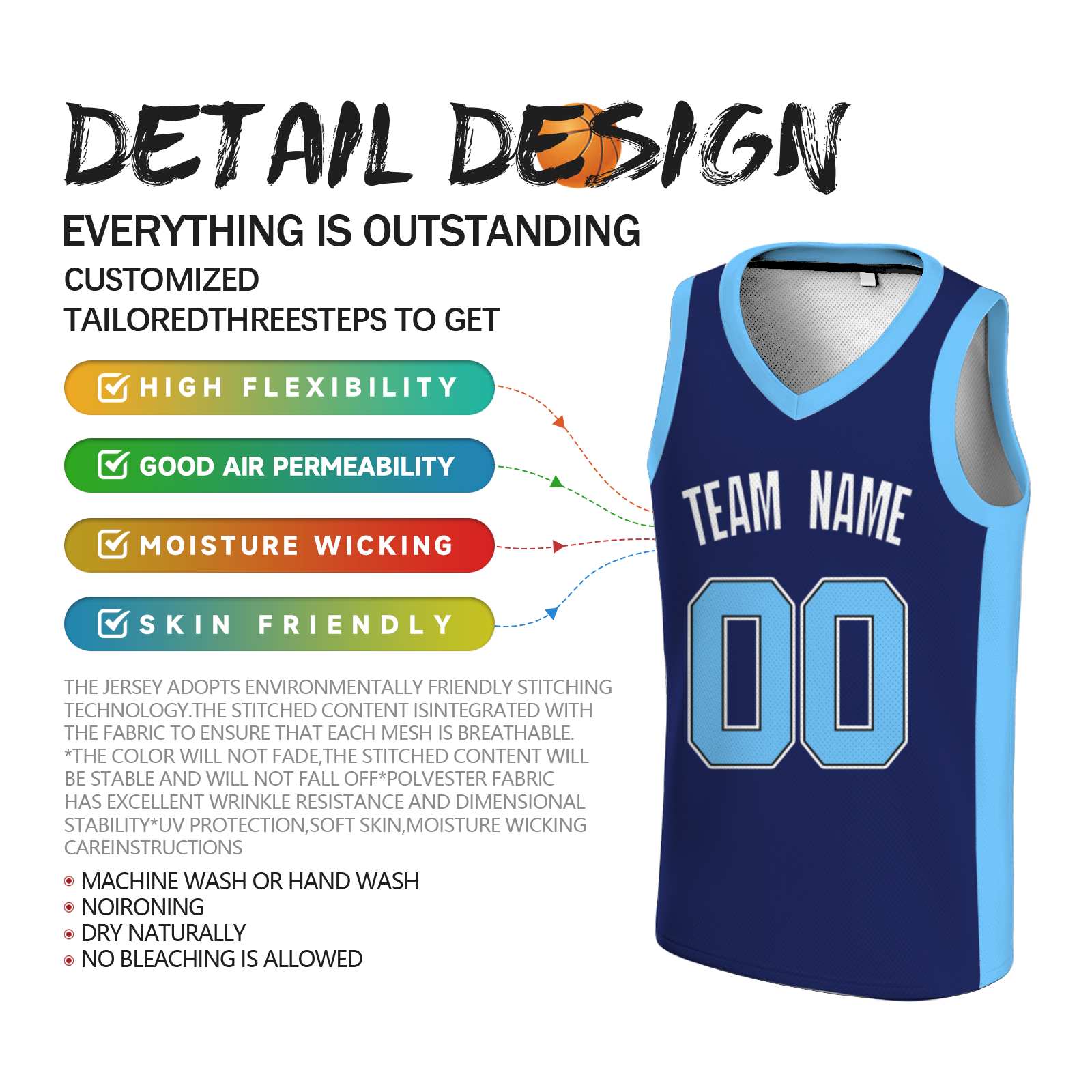 Custom Black Sky Blue-Black Two Tone V-Neck Basketball Jersey