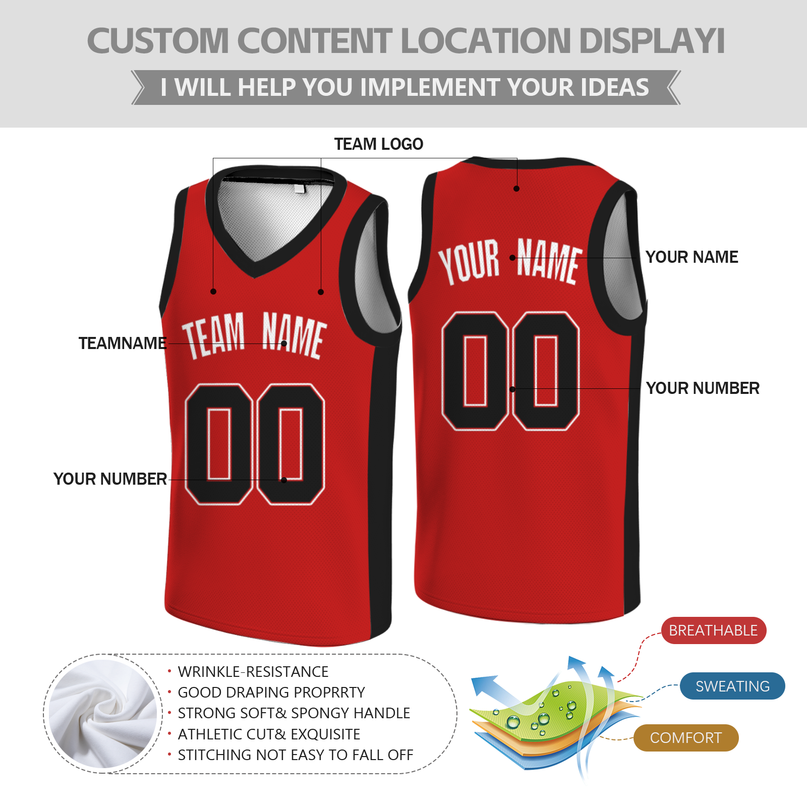 Custom Red Black-White Two Tone Authentic V-Neck Basketball Jersey