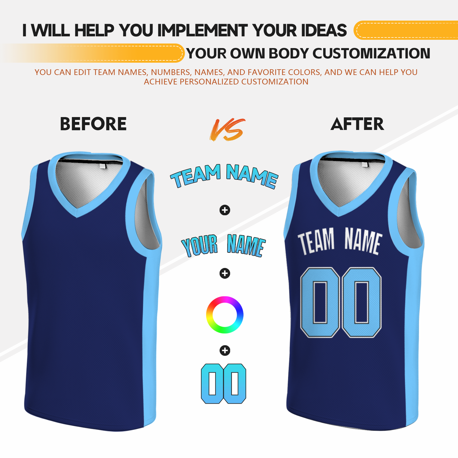 Custom Black Sky Blue-Black Two Tone V-Neck Basketball Jersey