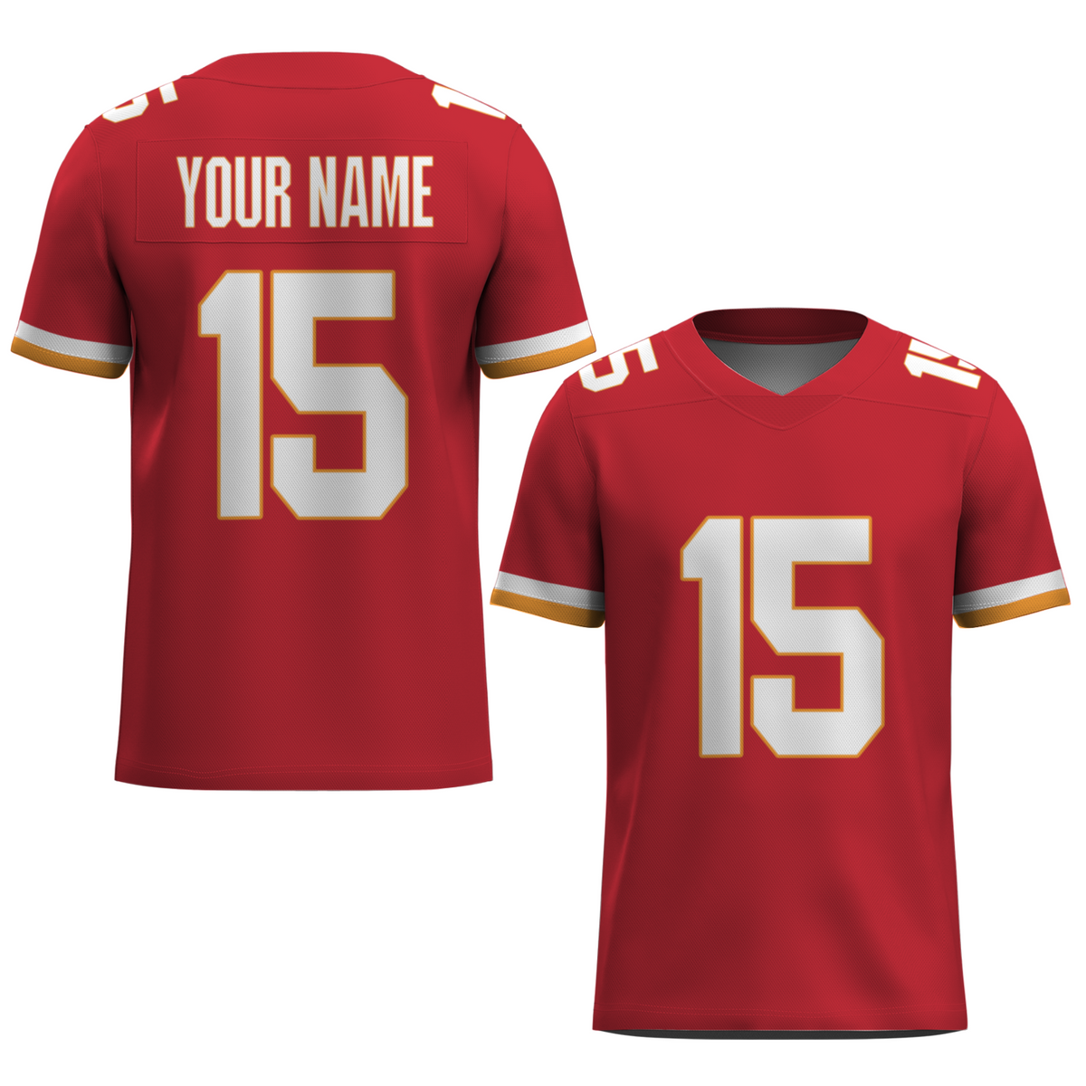 Custom Red White-Orange Authentic Football Jersey