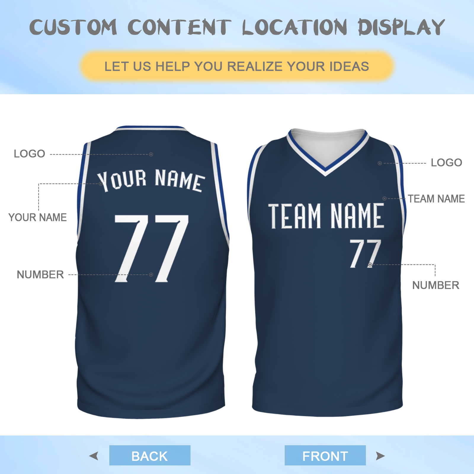 Custom White Dark Blue-Orange Authentic V-Neck Basketball Jersey