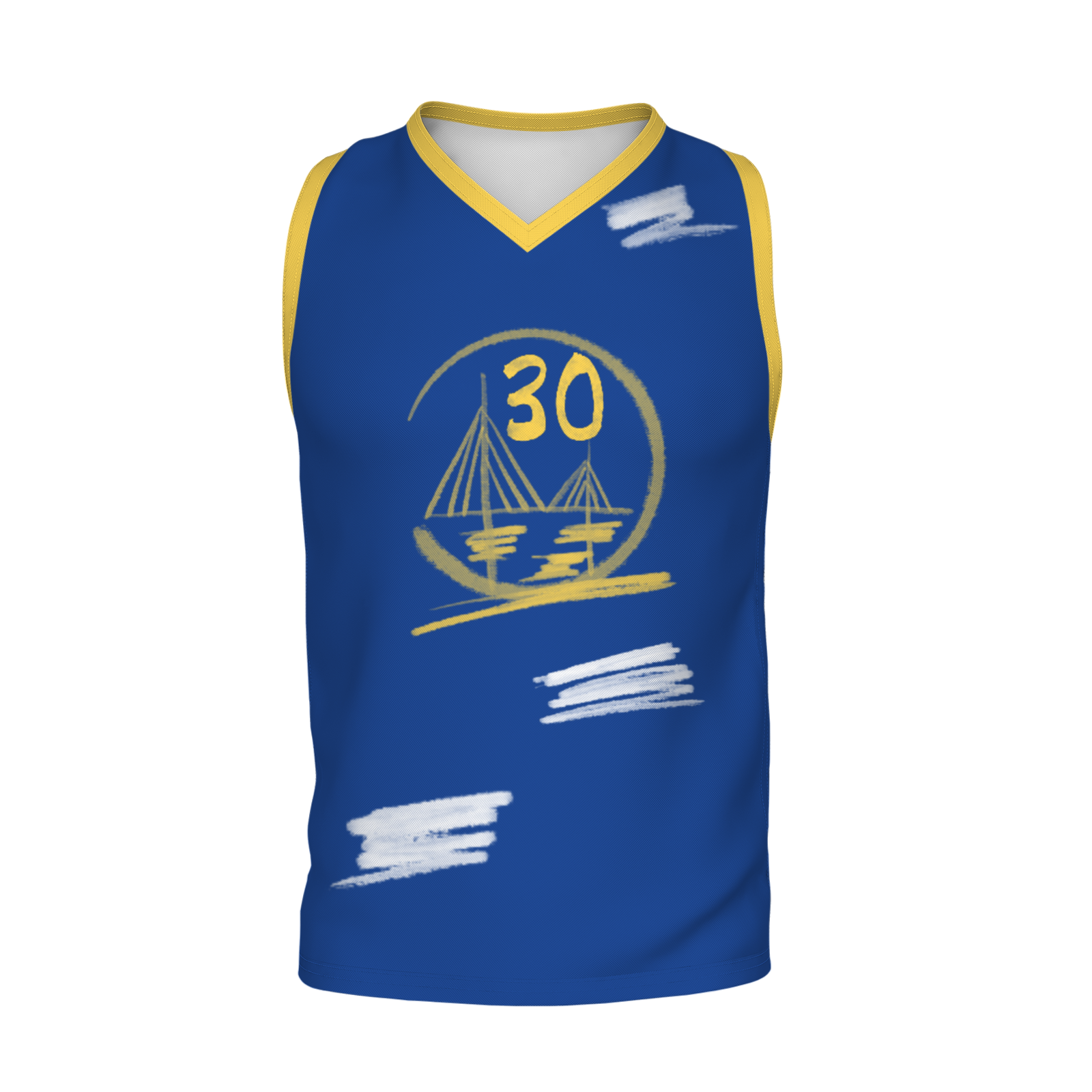 Custom Blue Chinese Painting Horse V-Neck Basketball Jersey