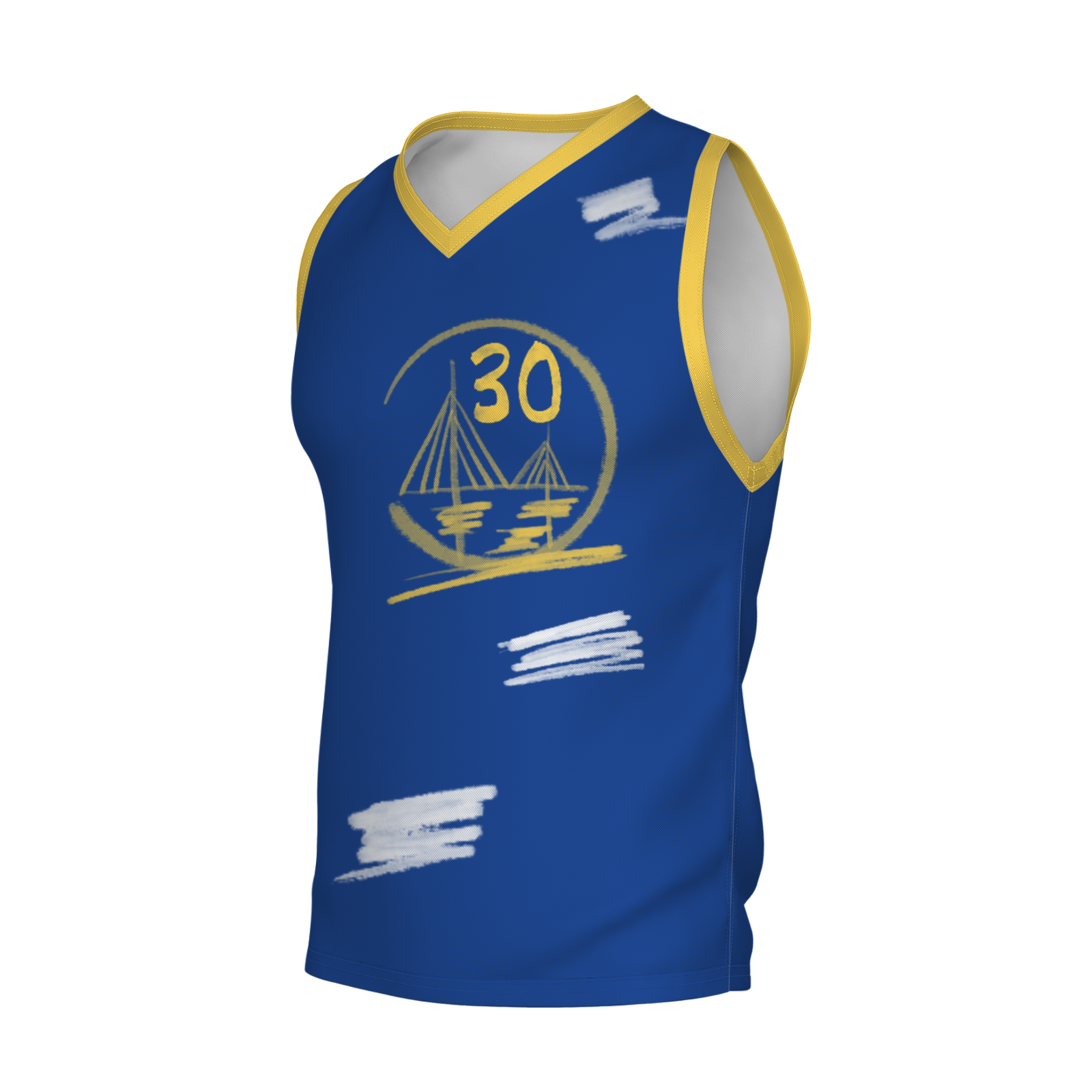 Custom Blue Chinese Painting Horse V-Neck Basketball Jersey