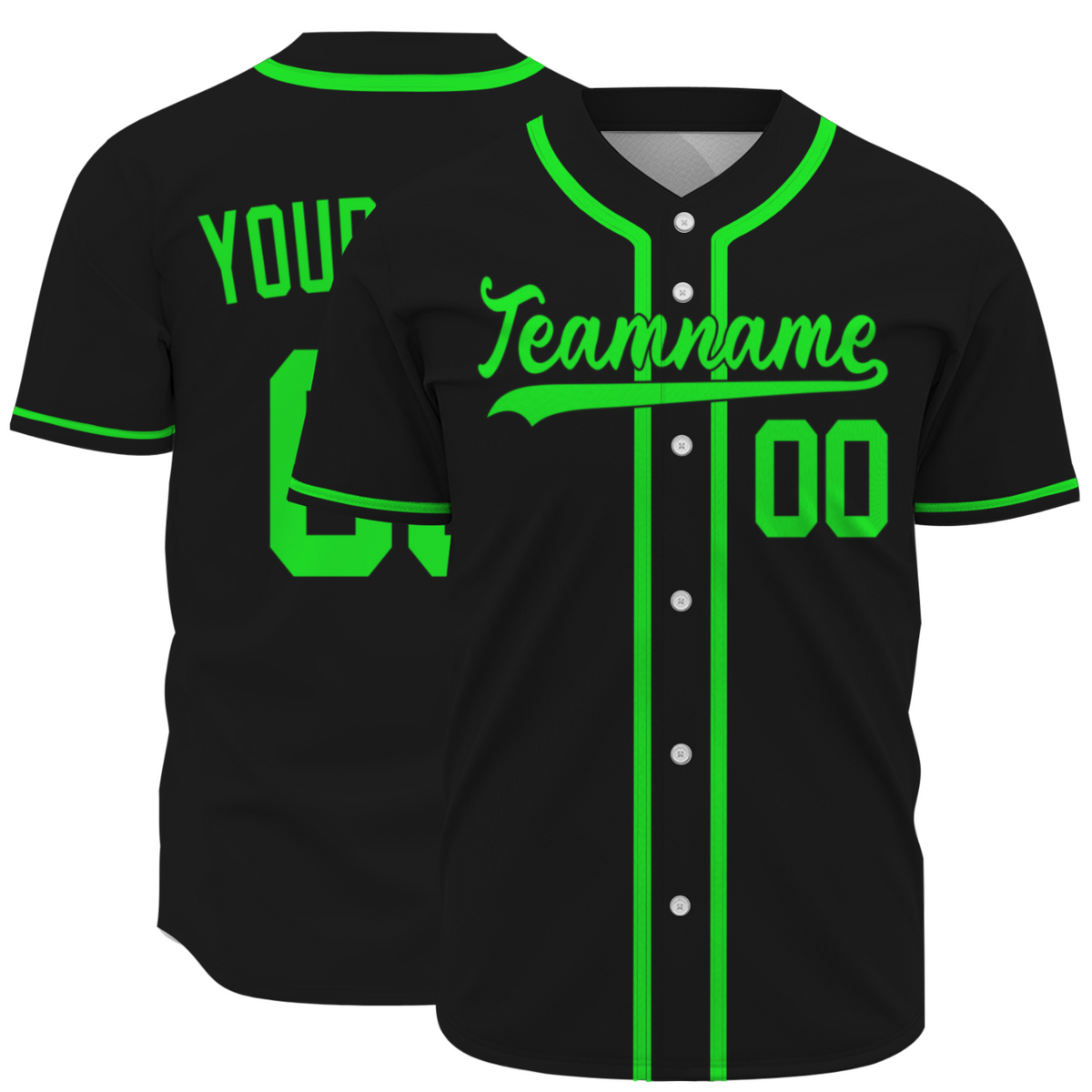 Custom Black Fluorescent Green-Black Authentic Baseball Jersey