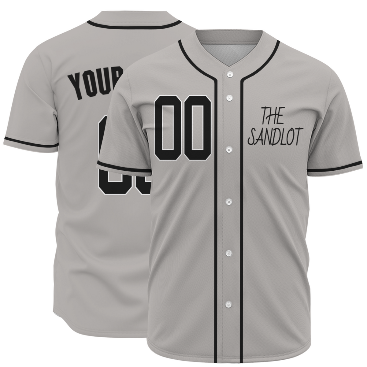 Custom Gray Black-White Authentic Sandlot Baseball Jersey