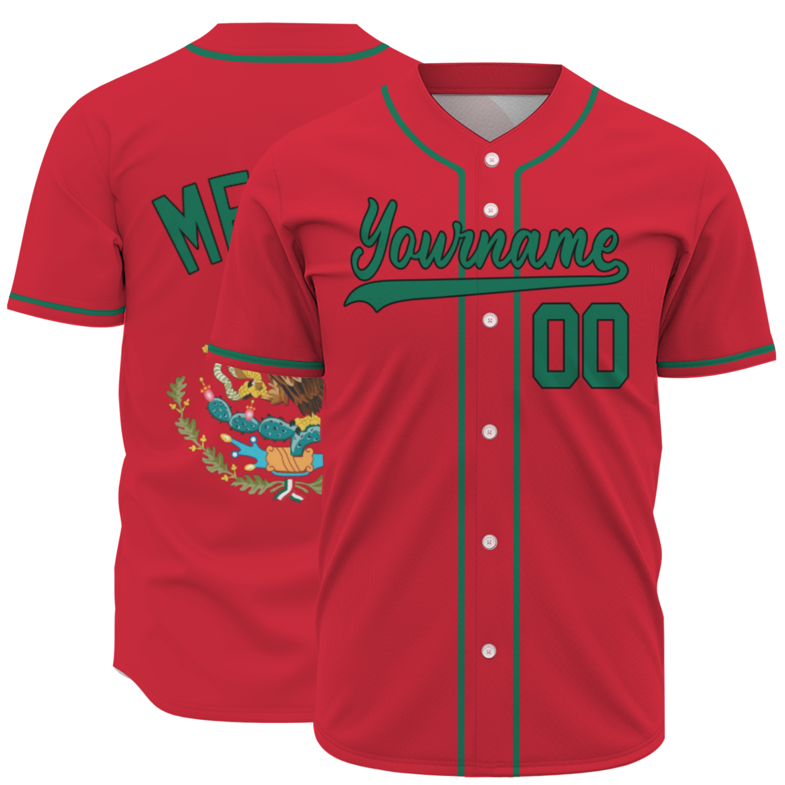 Custom Black Kelly Green-Black Authentic Mexican Flag Fashion Baseball Jersey