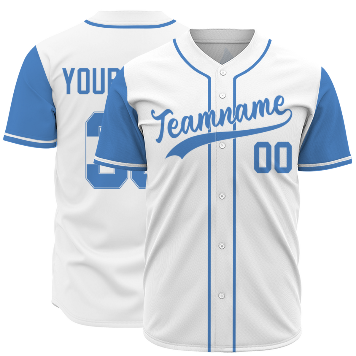 Custom White Sky Blue Authentic Two Tone Baseball Jersey