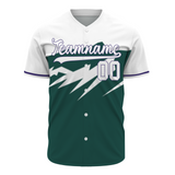 Custom Green White-Purple Snow Mountain Baseball Jersey