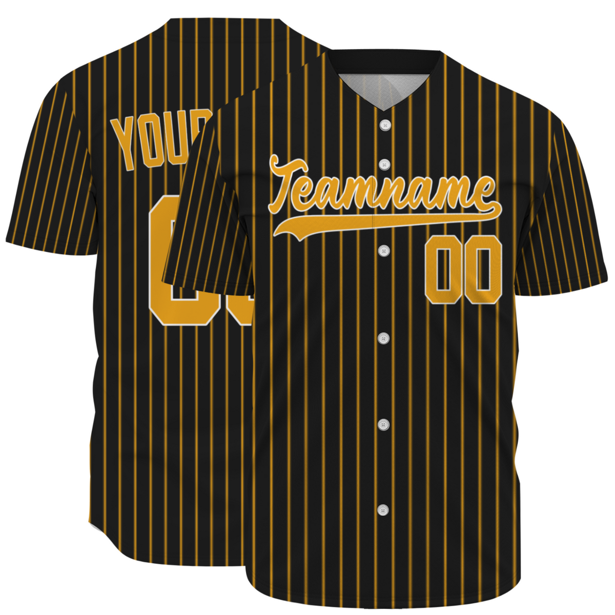 Custom Black Orange Pinstripe Orange-White Authentic Baseball Jersey