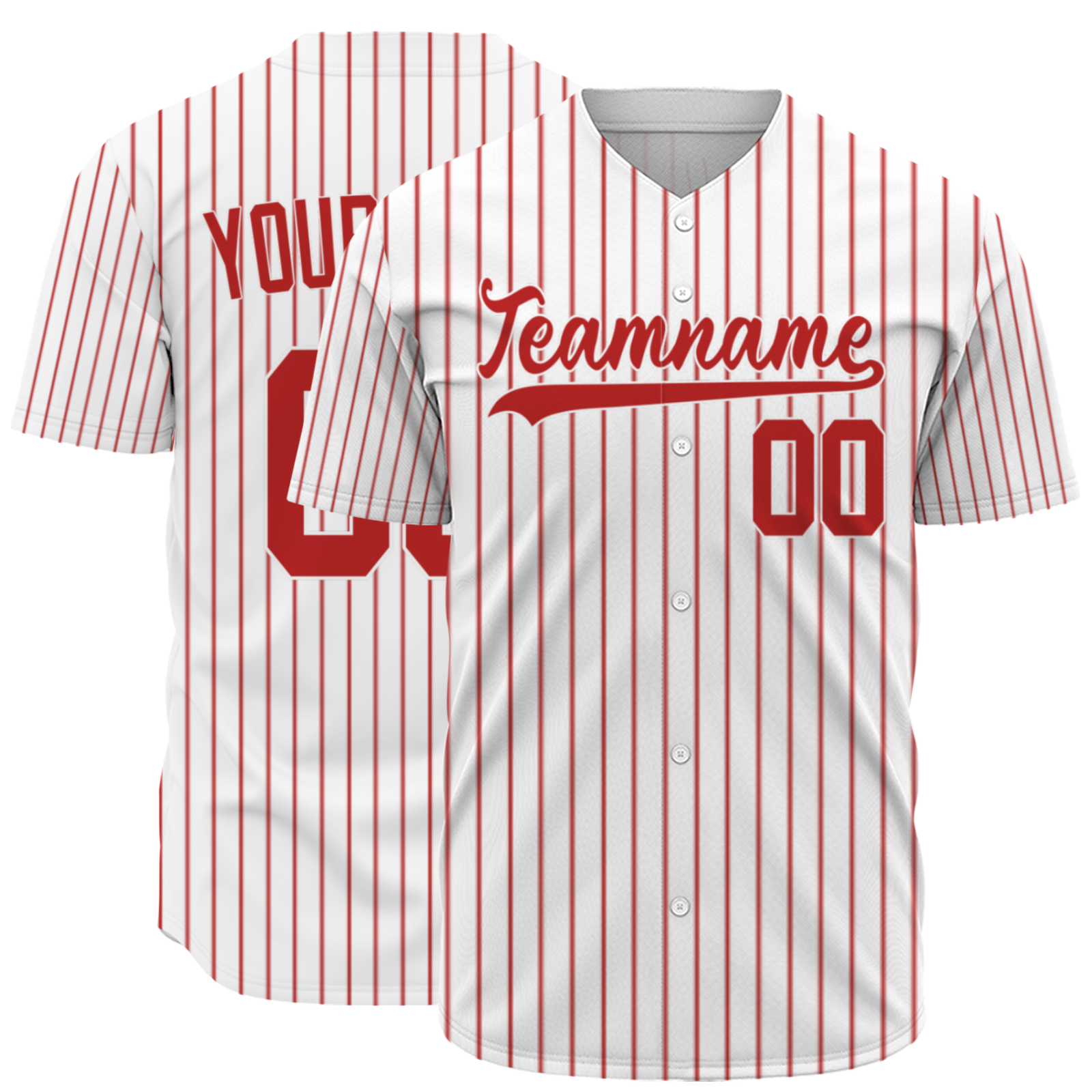 Custom White Red Pinstripe Red-White Authentic Baseball Jersey