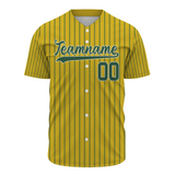 Custom Yellowish Brown Dark Green Pinstripe Green-White Authentic Baseball Jersey