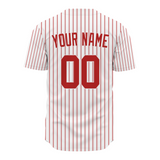 Custom White Red Pinstripe Red-White Authentic Baseball Jersey