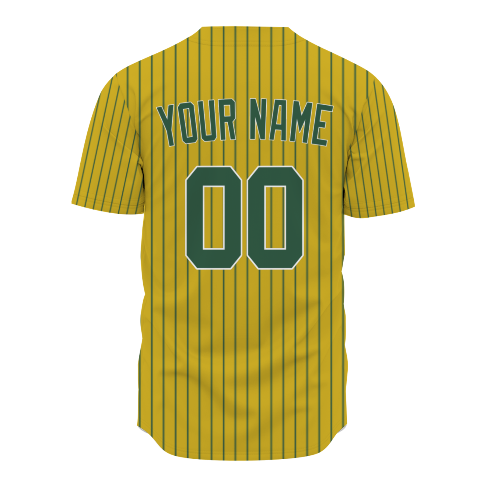 Custom Yellowish Brown Dark Green Pinstripe Green-White Authentic Baseball Jersey