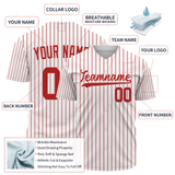 Custom White Red Pinstripe Red-White Authentic Baseball Jersey