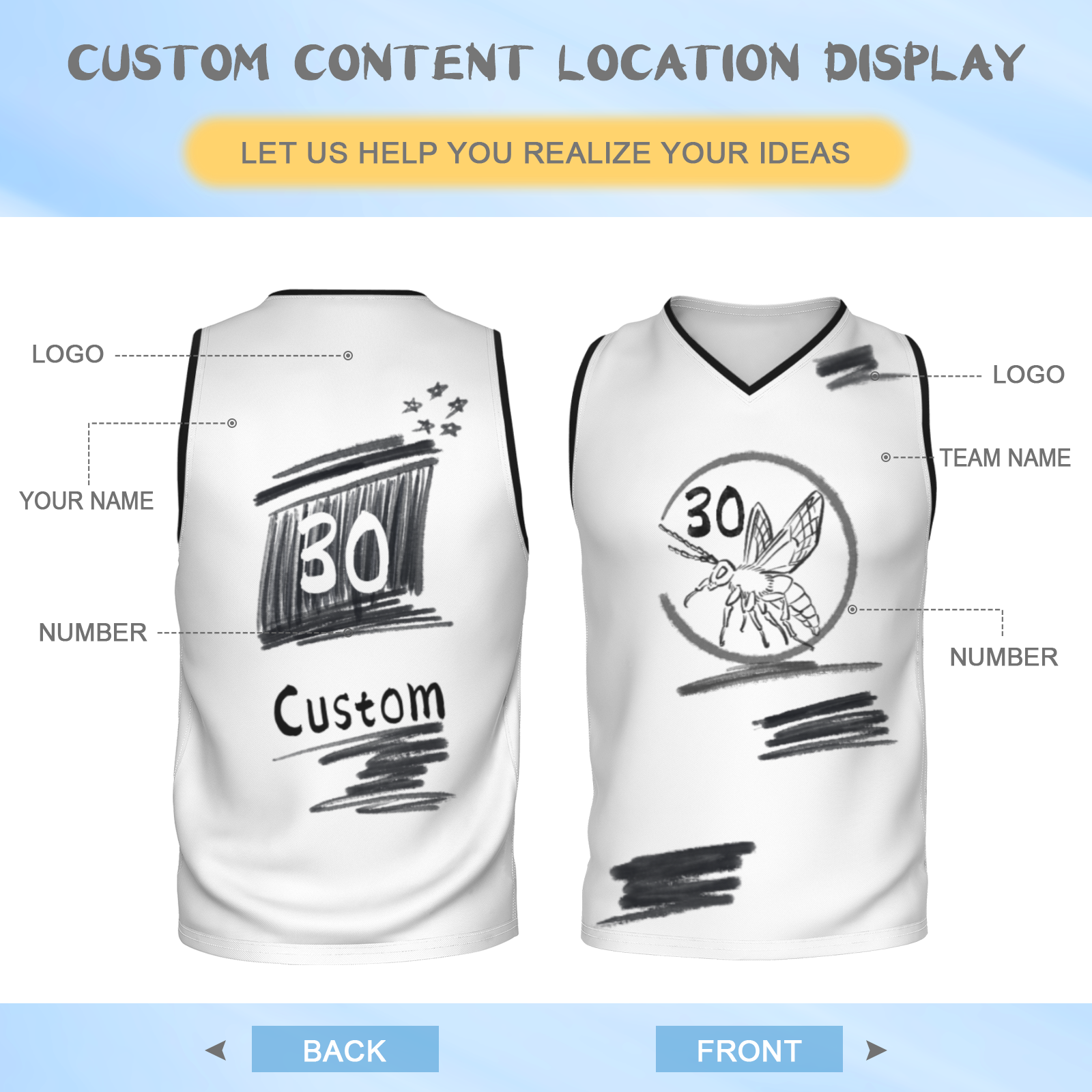 Custom White Chinese Painting Animal V-Neck Basketball Jersey