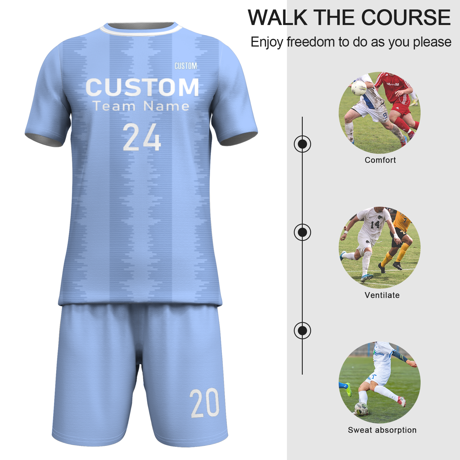 Custom Light Gray White Sublimation Soccer Uniform Jersey