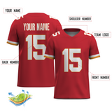 Custom Red White-Orange Authentic Football Jersey