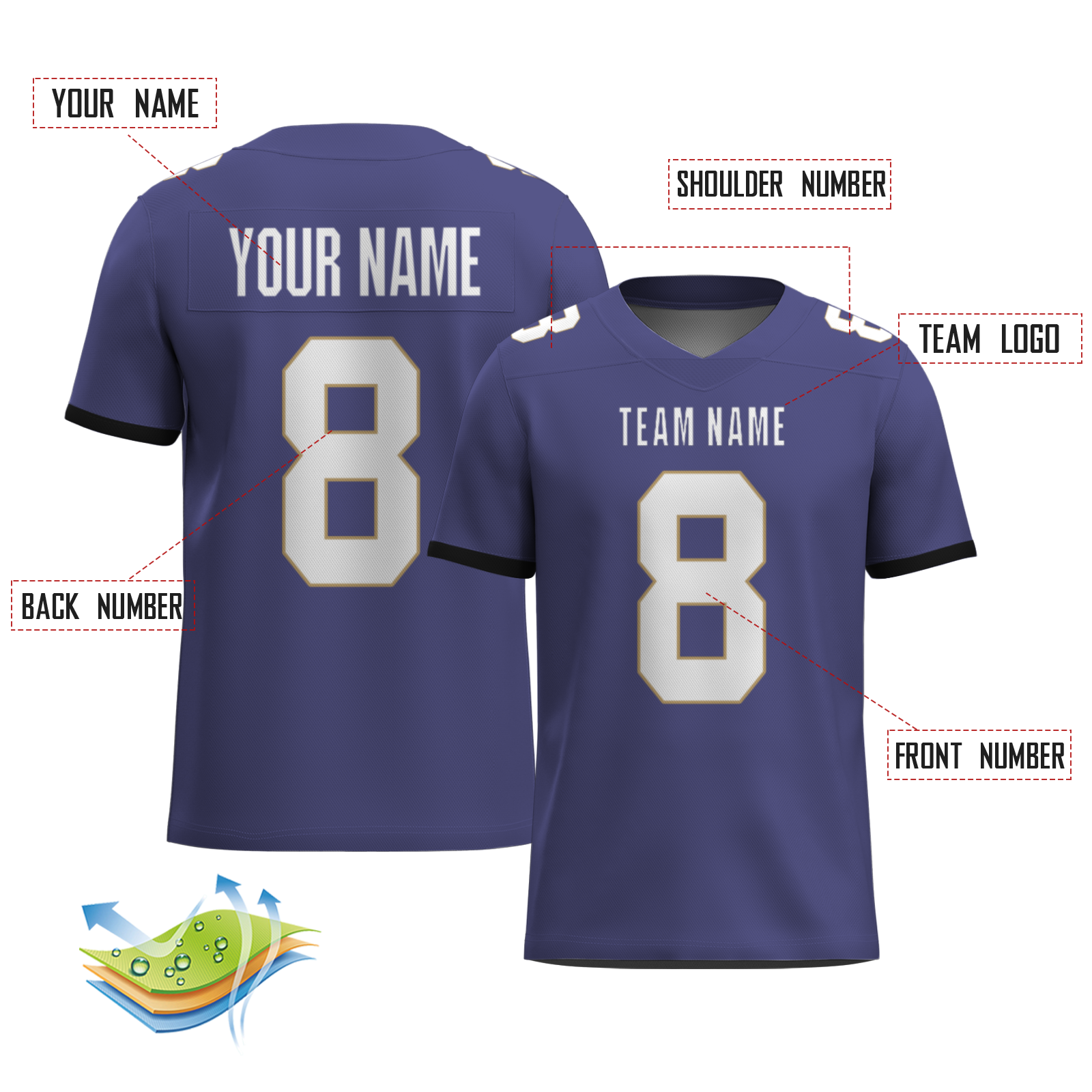 Custom Red White-Orange Authentic Football Jersey